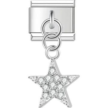 Clear crystal star pendant Italian charm bracelet link