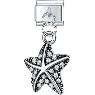 Clear crystal starfish dangle Italian charm bracelet link