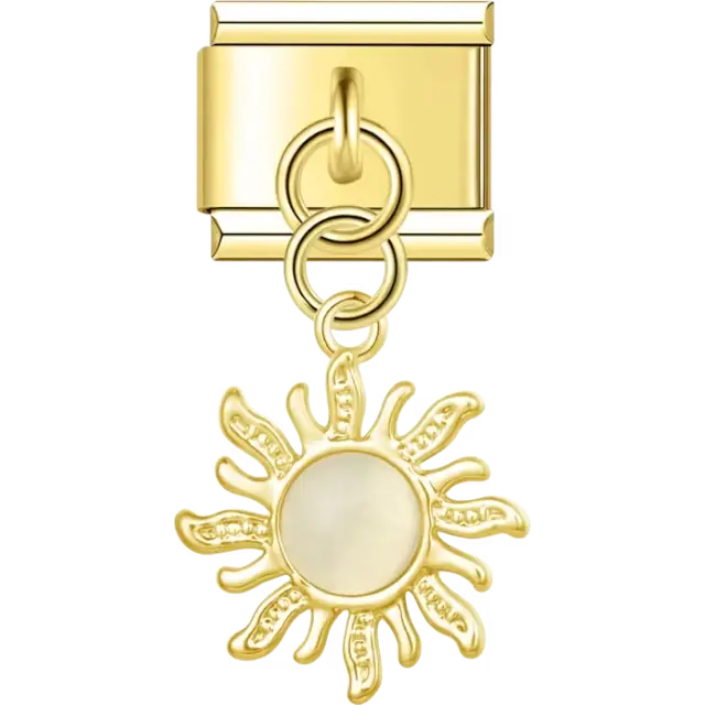 Clear sunburst dangle Italian charm bracelet link