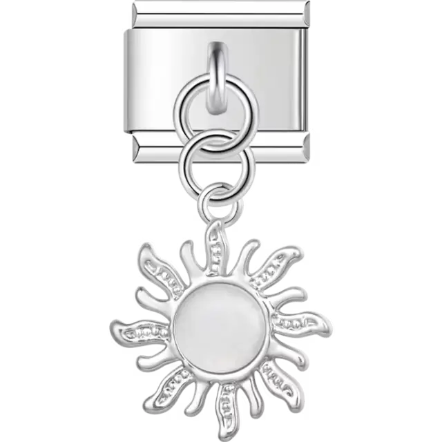 Clear sunburst dangle Italian charm bracelet link