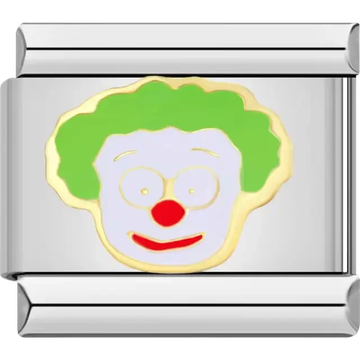 Clown face with green hair red nose and white face Italian charm bracelet link