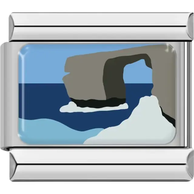 Ocean landscape with large coastal rock arch and deep blue waters Italian charm bracelet link