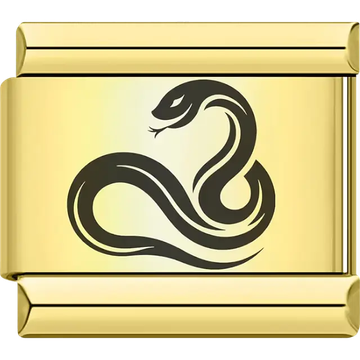Gold cobra snake silhouette Italian charm bracelet link