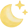 Yellow moon and stars watercolor illustration