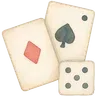 Playing cards and dice watercolor illustration