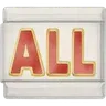 "All" charm text in red watercolor illustration