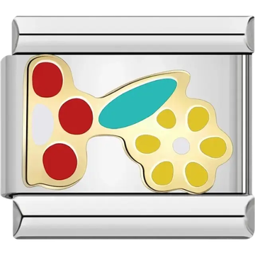 Yellow, red, teal, and white abstract flower Italian charm bracelet link