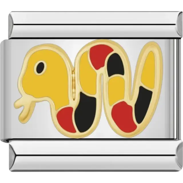 Yellow snake with red and black segments Italian charm bracelet link