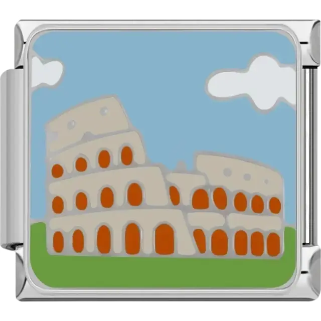 Rome Colosseum with green grass and clouds Italian charm bracelet link
