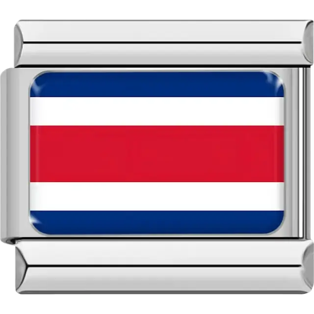 Costa Rican flag Italian charm bracelet link