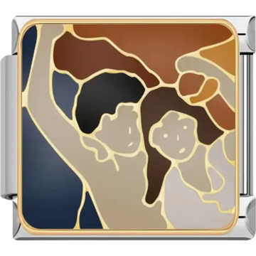 Abstract design of a couple Italian charm bracelet link