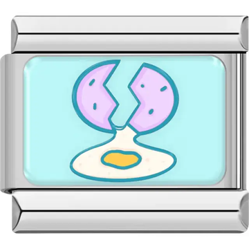 Light blue cracked egg yolk Italian charm bracelet link