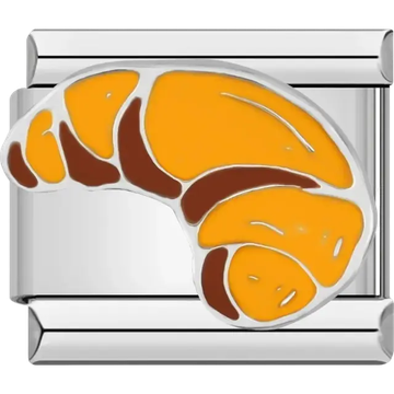 Golden brown croissant design Italian charm bracelet link