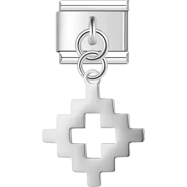 Geometric cross dangle Italian charm bracelet link