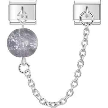 Clear crystal ball bead safety chain Italian charm bracelet link