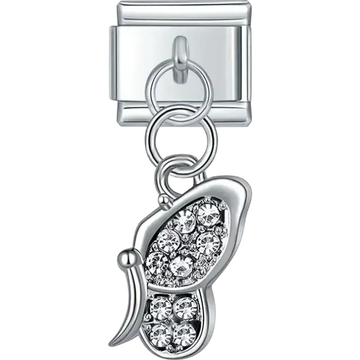 Butterfly charm with clear crystal accents Italian charm bracelet link