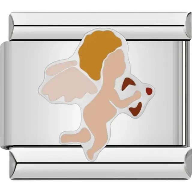 Cupid with golden hair and wings Italian charm bracelet link