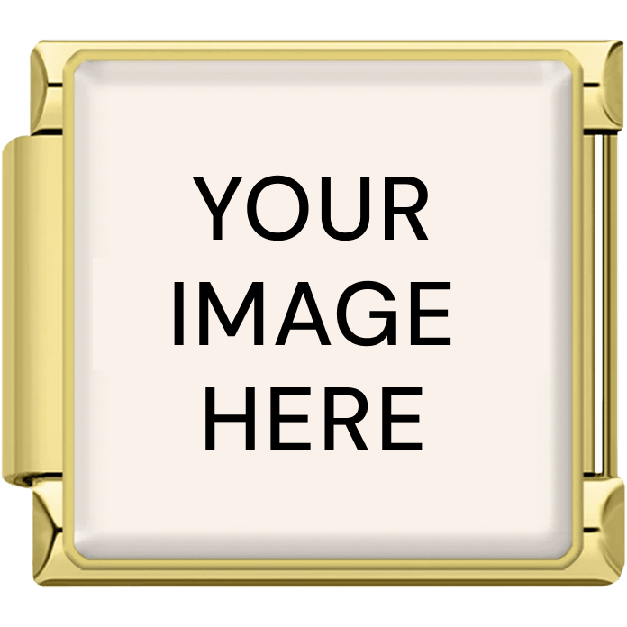 Gold custom photo Italian charm with square image insert