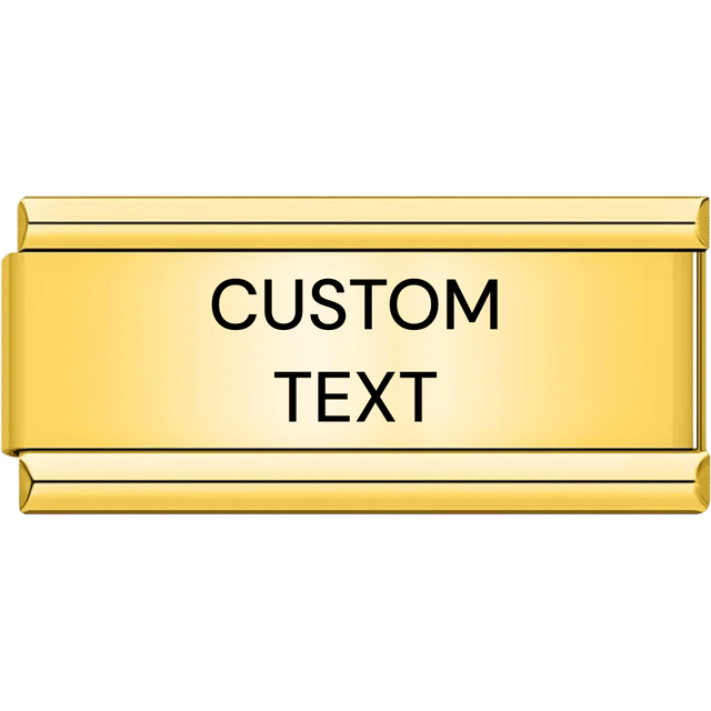 custom laser text big Italian charm in gold