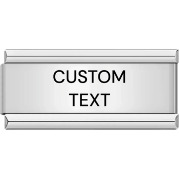 custom laser text big Italian charm in silver