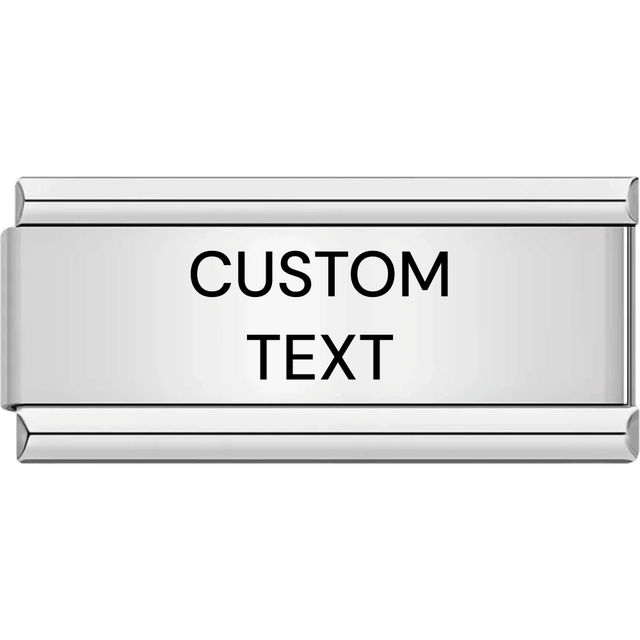 custom laser text big Italian charm in silver
