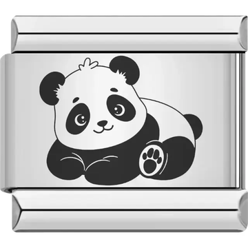 Black and white panda lying on its belly Italian charm bracelet link