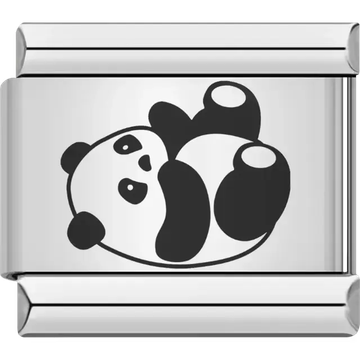 Black and white panda lying on its back Italian charm bracelet link