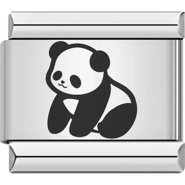 Black and white panda sitting with front paws resting Italian charm bracelet link