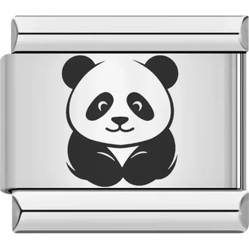 Black and white panda sitting upright Italian charm bracelet link