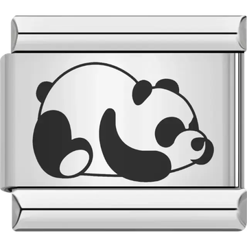 Black and white panda curled up sleeping Italian charm bracelet link
