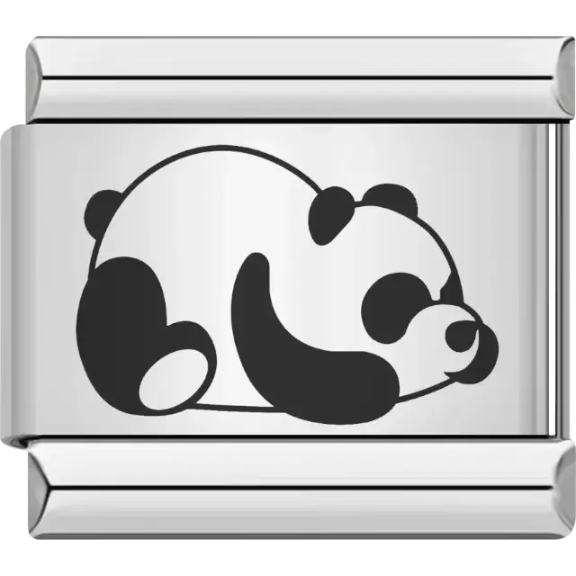 Black and white panda curled up sleeping Italian charm bracelet link