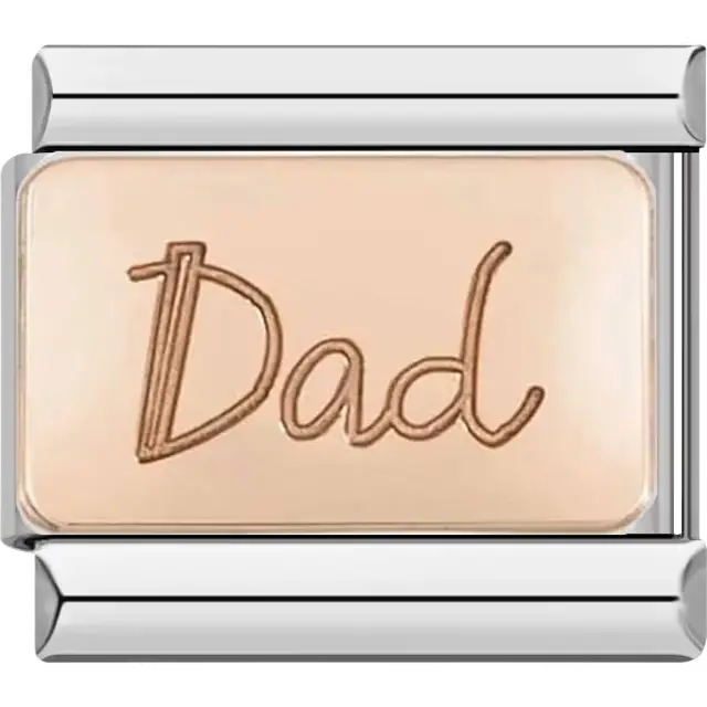 Rose gold charm engraved with "Dad" Italian charm bracelet link