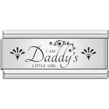 Black text "I AM Daddy's LITTLE GIRL" with decorative accents and floral details Italian charm bracelet link