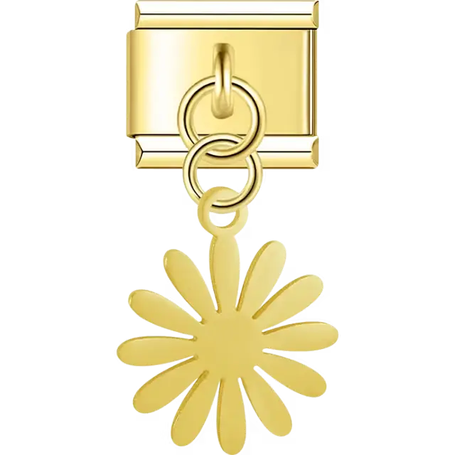 Daisy flower petals cutout dangle Italian charm bracelet link