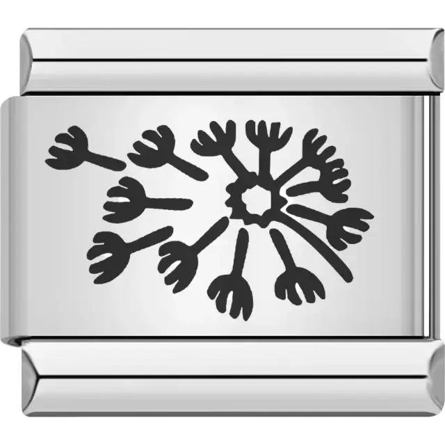 Black dandelion flower with scattered seeds Italian charm bracelet link