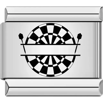 Black and white dartboard with darts design Italian charm bracelet link