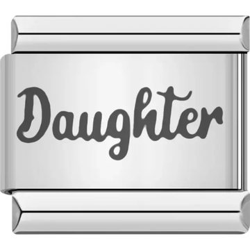 "Daughter" in black lettering Italian charm bracelet link