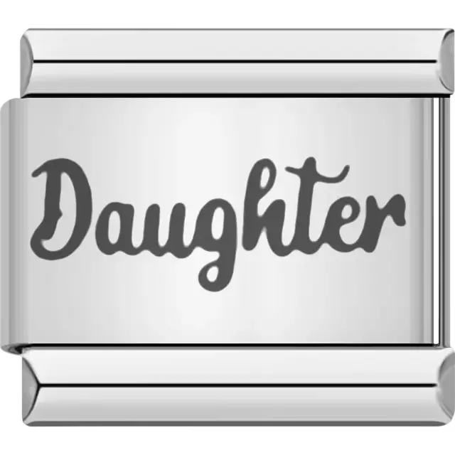 "Daughter" in black lettering Italian charm bracelet link