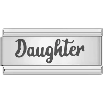 "Daughter" text Italian charm bracelet link