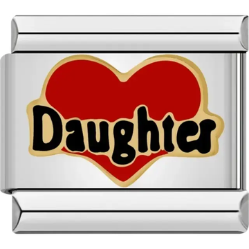 Red heart with "Daughter" text Italian charm bracelet link