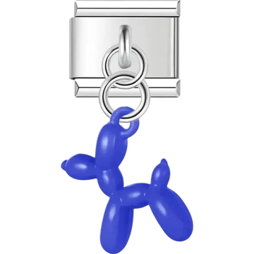 Deep blue balloon dog Italian charm bracelet link
