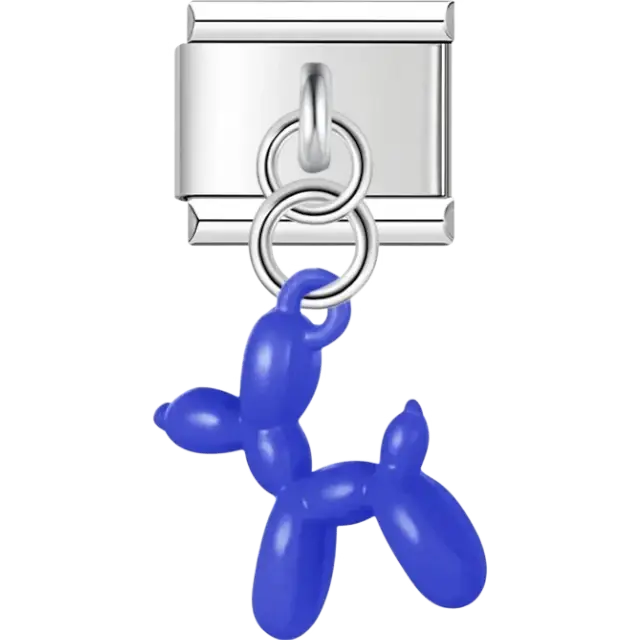 Deep blue balloon dog Italian charm bracelet link