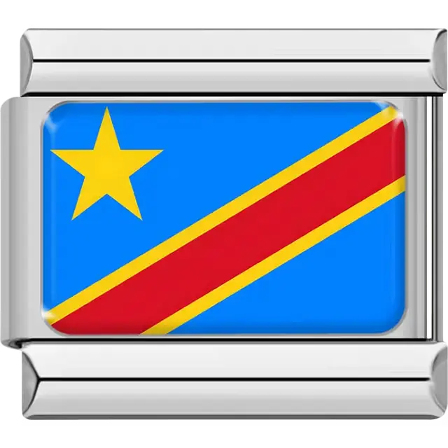Congolese&nbsp;flag Italian charm bracelet link