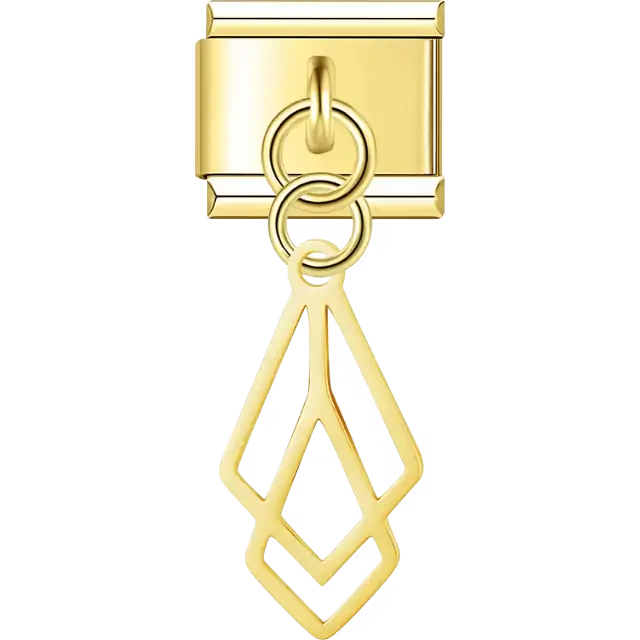 Double diamond cutout dangle Italian charm bracelet link