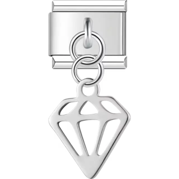 Openwork diamond-shaped dangle with sleek and minimalist design Italian charm bracelet link