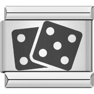 Black dice design with white dots Italian charm bracelet link