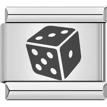 White dice design with black dots Italian charm bracelet link