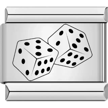 Two dice design with black dots Italian charm bracelet link