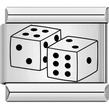 Black and white dice design Italian charm bracelet link