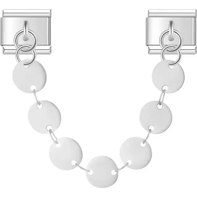 Safety chain with small round disc-shaped accents Italian charm bracelet link